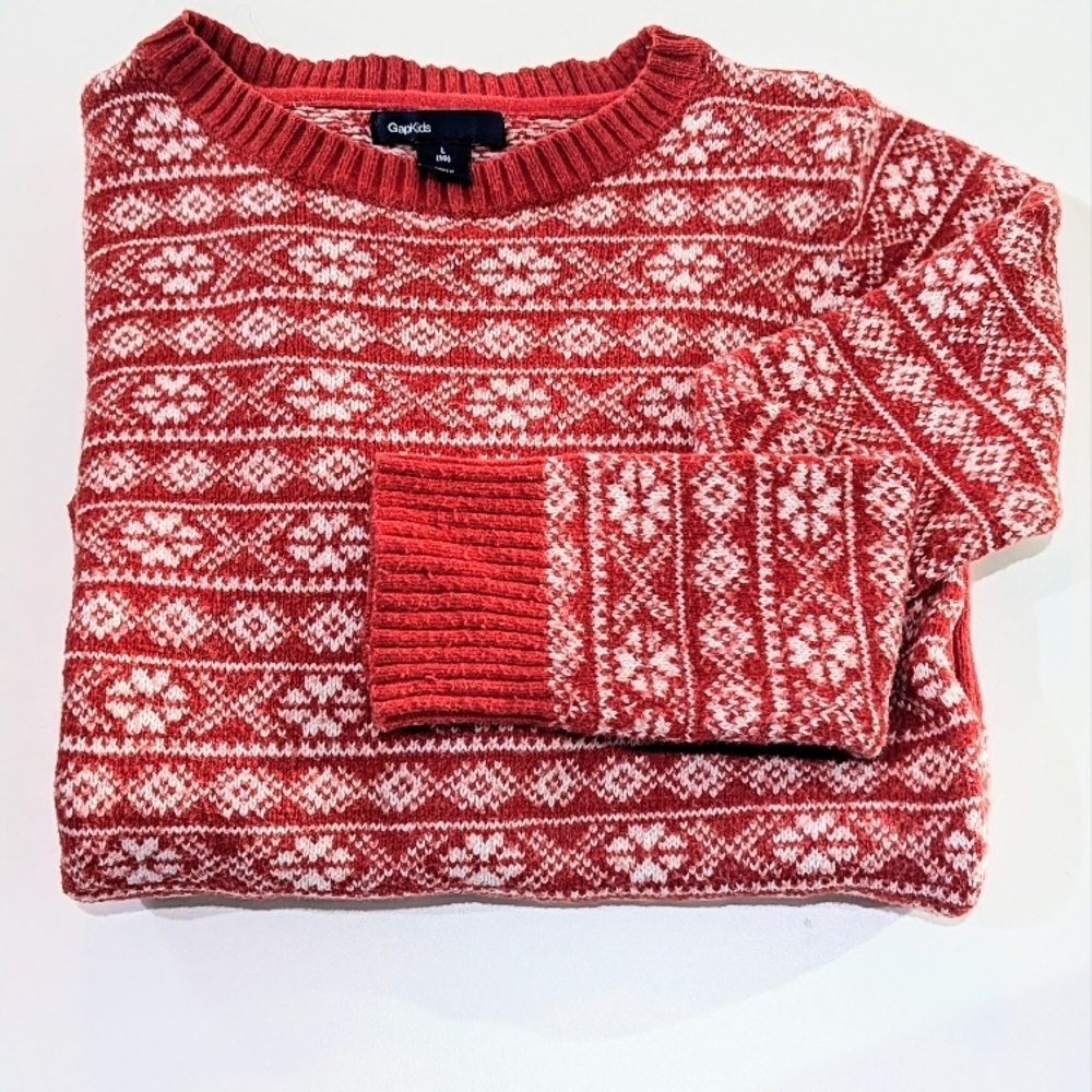 Gap Red and White Kids Nordic Sweater
